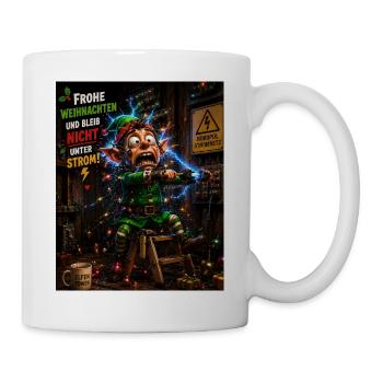 Stromschlag Elf Frohe Weihnachten Chaos Humor - Tasse - Weiß - Rechts