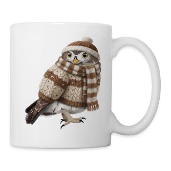 Eule im Strickpullover Vogel Weihnachten Gemütlich - Tasse - Weiß - Rechts