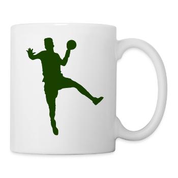 Handball Sprung mit Ball - Tasse - Weiß - Rechts