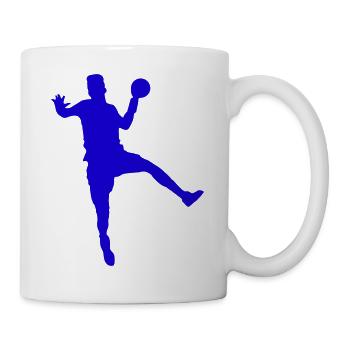 Handball Sprung mit Ball - Tasse - Weiß - Rechts