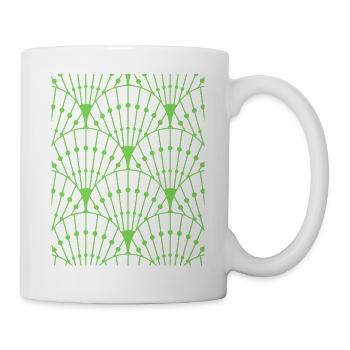 Grünes Netzgitter-Muster - Tasse - Weiß - Rechts