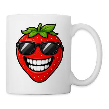 Coole Erdbeere Sonnenbrille Cartoon - Tasse - Weiß - Rechts