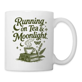 Running on Tea & Moonlight Spruch - Tasse - Weiß - Rechts