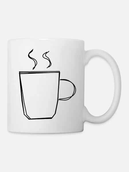 Kaffeepause handgezeichnet - Tasse - Weiß