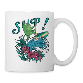  SUP paddleboarding Stand Up Paddle Frosch surfing - Tasse - Weiß - Rechts
