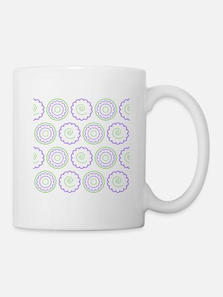Pulsierende Blütenspiralen - Tasse - Weiß