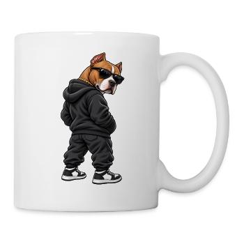 Gangster Terrier im lässigen Streetwear Look - Tasse - Weiß - Rechts