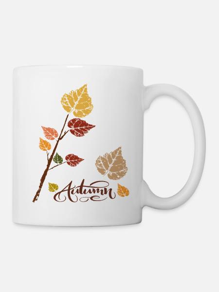 Herbstlaub  - Tasse - Weiß