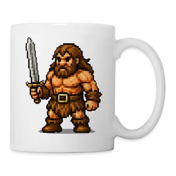 Pixel Barbar mit Schwert - Tasse - Weiß - Rechts