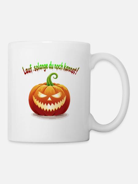 Horror Halloween Kürbis Grusel T-Shirt - Tasse - Weiß