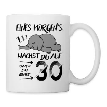 30. Geburtstag Elefant wacht auf ZZZ Schlafen Tier - Tasse - Weiß - Rechts