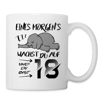 18. Geburtstag Elefant wacht auf ZZZ Schlafen Tier - Tasse - Weiß - Rechts