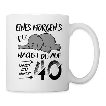 40. Geburtstag Elefant wacht auf ZZZ Schlafen Fun - Tasse - Weiß - Rechts
