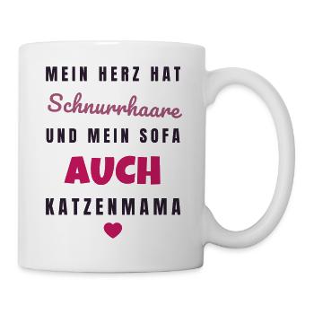 Katzenmama Mein Herz hat Schnurrhaare - Katze - Tasse - Weiß - Rechts