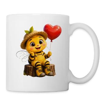 Honigbiene mit Herzballon - Tasse - Weiß - Rechts