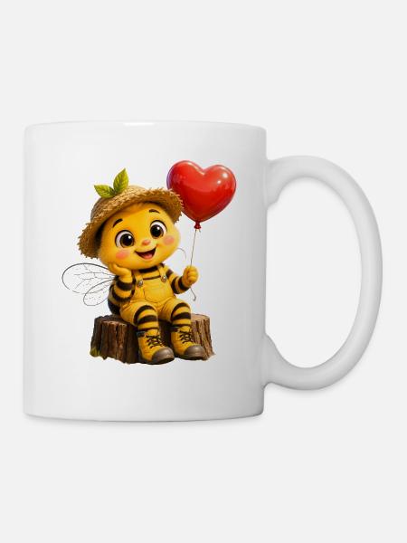 Honigbiene mit Herzballon - Tasse - Weiß
