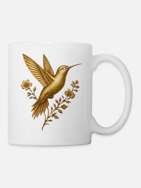 Goldkolibri-Blumenwappen - Tasse - Weiß