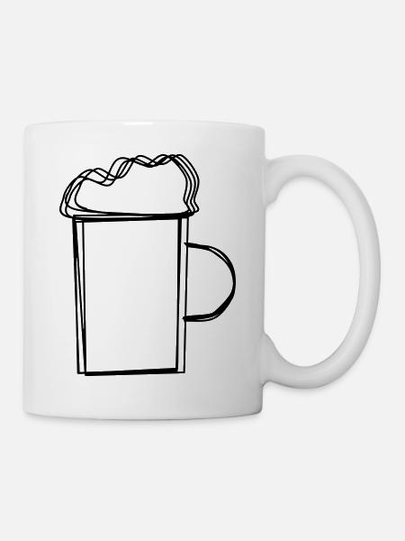 Bierkrug handgezeichnet - Tasse - Weiß