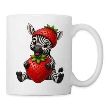 Zebra Erdbeere Süßer Sommer Cartoon - Tasse - Weiß - Rechts