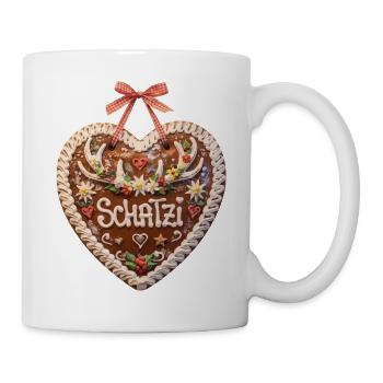 Lebkuchenherz Liebe Schatzi Hirschgeweih - Tasse - Weiß - Rechts