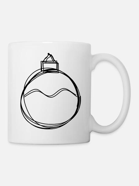 Christbaumkugel handgezeichnet - Tasse - Weiß