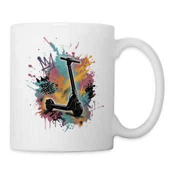 E Scooter Pro Elektroroller Graffiti Farben - Tasse - Weiß - Rechts