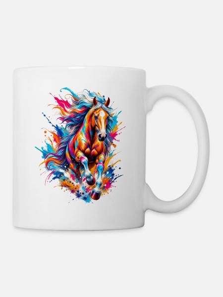 Pferd Reiterin Mädchen - Tasse - Weiß