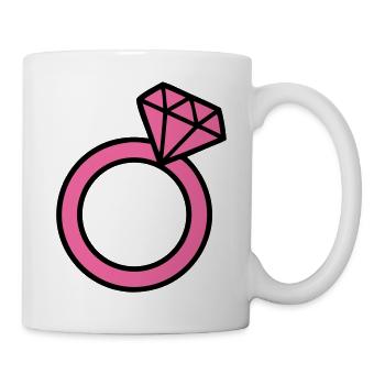 Pinker Diamantring Icon - Tasse - Weiß - Rechts