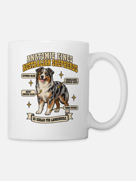 Anatomie eines Australian Shepherds - Tasse - Weiß