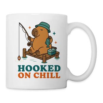 Hooked on Chill – Capybara beim Angeln - Tasse - Weiß - Rechts