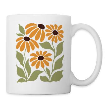 Wildflower Bloom – Retro Blumen Design - Tasse - Weiß - Rechts