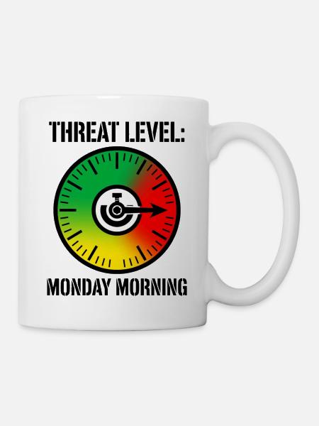 Büro-Humor – Bedrohungsstufe - Tasse - Weiß