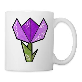 Origami Blume in Lila-Grün - Tasse - Weiß - Rechts
