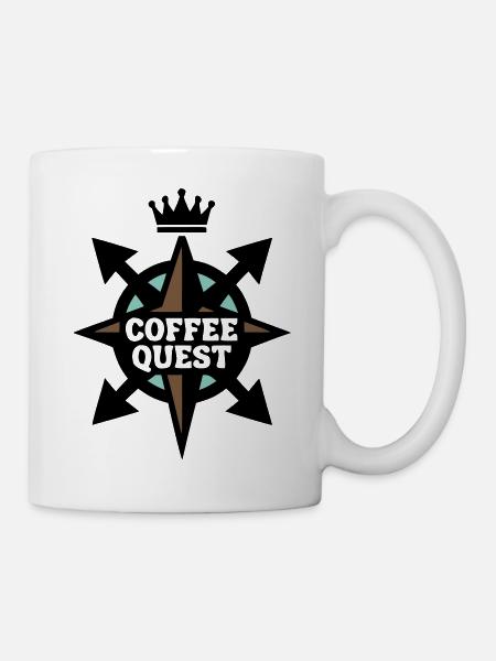 Coffee Quest Kompass Wappen - Tasse - Weiß
