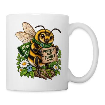 Protect Our Planet Biene - Tasse - Weiß - Rechts