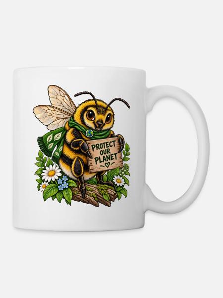 Protect Our Planet Biene - Tasse - Weiß