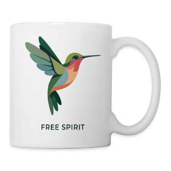 FREE SPIRIT – Bunter Kolibri Vogel Design - Tasse - Weiß - Rechts