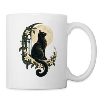 Mondbeschienener Katzen-Blumenbogen - Tasse - Weiß - Rechts