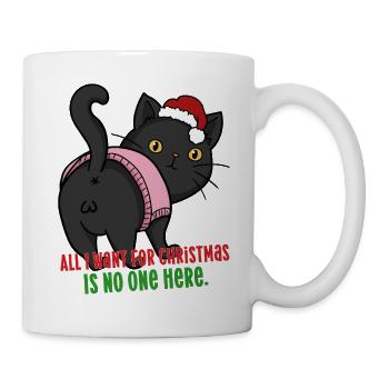 Lustiger Weihnachtskatzen-Weihnachtshut-Weihnachtshumor - Tasse - Weiß - Rechts