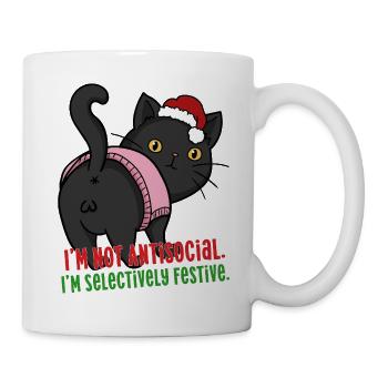 Lustige INFJ-Weihnachtskatze Selektive Festlichkeit - Tasse - Weiß - Rechts