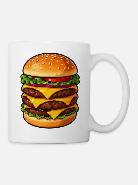 Dreifacher Cheeseburger Kraft - Tasse - Weiß