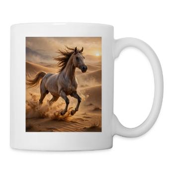 Pferdegalopp in der Wüste - Tasse - Weiß - Rechts