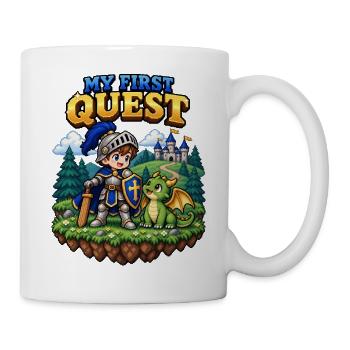 My First Quest – 16-Bit Pixel Ritter & Drache - Tasse - Weiß - Rechts