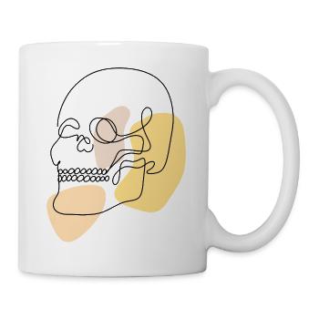 Pastellformen abstrakter Lineart Schädel - Tasse - Weiß - Rechts