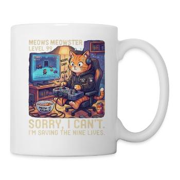 Meowster Level 99 Katzengamer - Tasse - Weiß - Rechts