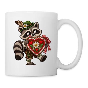 Waschbär mit Lebkuchenherz - Tasse - Weiß - Rechts