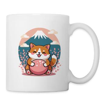 Cute Shiba Dog Fuji Mountain Japan Design - Tasse - Weiß - Rechts