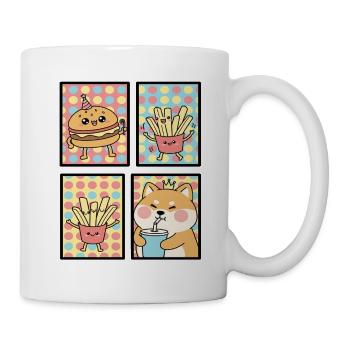 Cute Kawaii Animals and Fast Food Design Set - Tasse - Weiß - Rechts