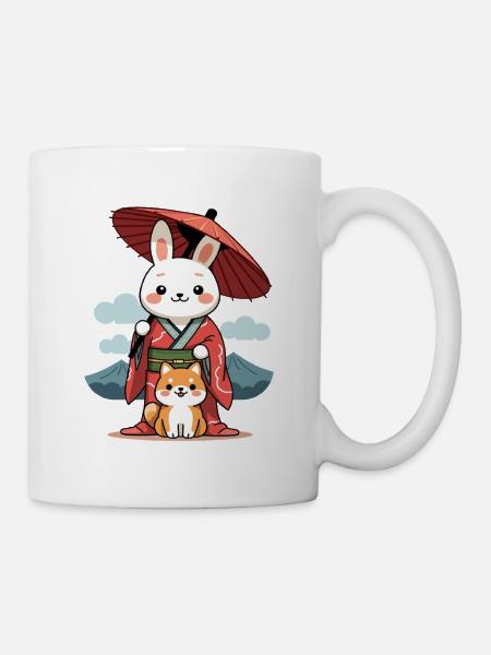 Cute Space Bunny Astronaut Design - Tasse - Weiß
