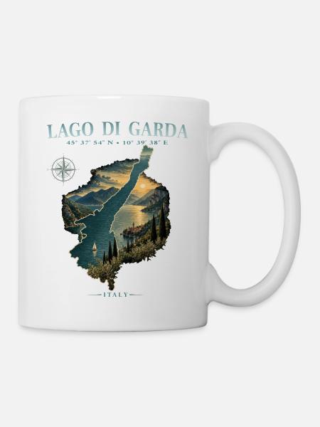 Gardasee Lago di Garda Italien Reise See Retro - Tasse - Weiß
